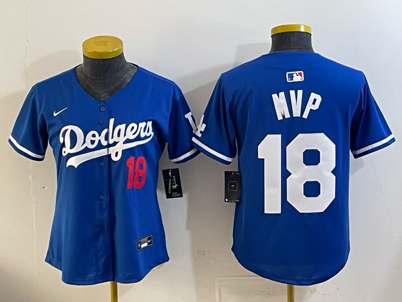 Women Los Angeles Dodgers #18 MVP Dodgers Women Youth Baseball Jersey baseball jersey product view 1