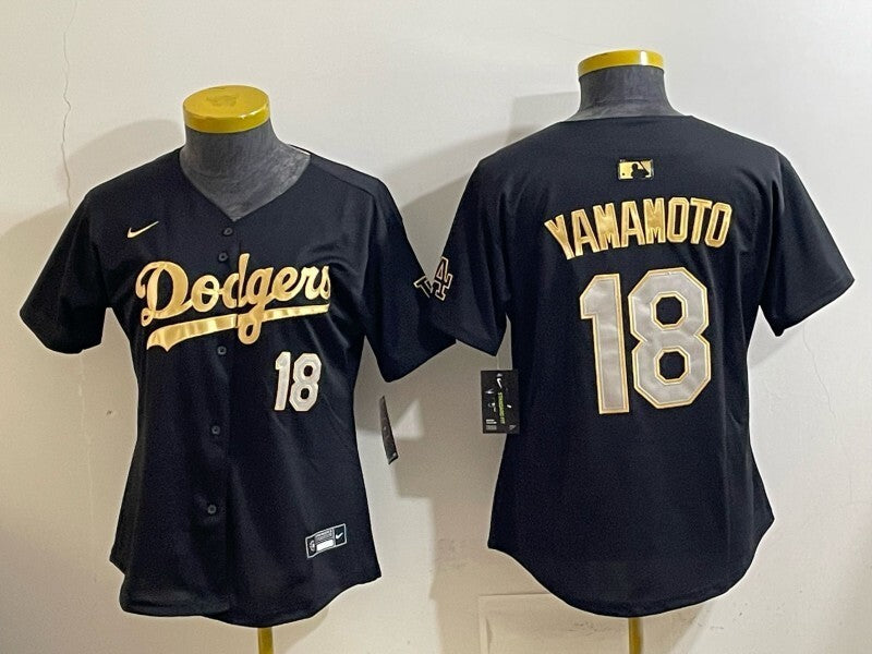Women Los Angeles Dodgers #18 Yoshinobu Yamamoto Blue Jays Women Style 3 Baseball Jersey baseball jersey product view 1