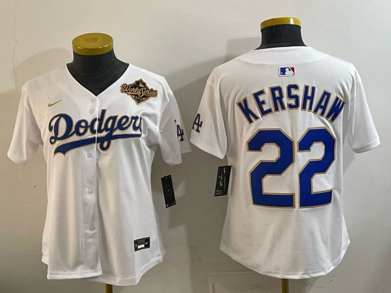 Women Los Angeles Dodgers #22 Clayton Kershaw Dodgers Women Youth Style 1 Baseball Jersey baseball jersey product view 1