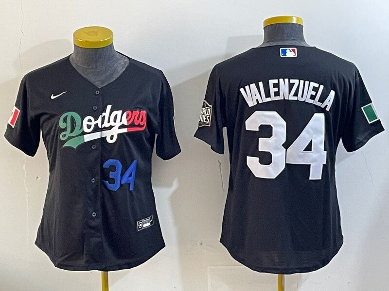 Women Los Angeles Dodgers #34 Fernando Valenzuela Dodgers Women Style 3 Baseball Jersey baseball jersey product view 1