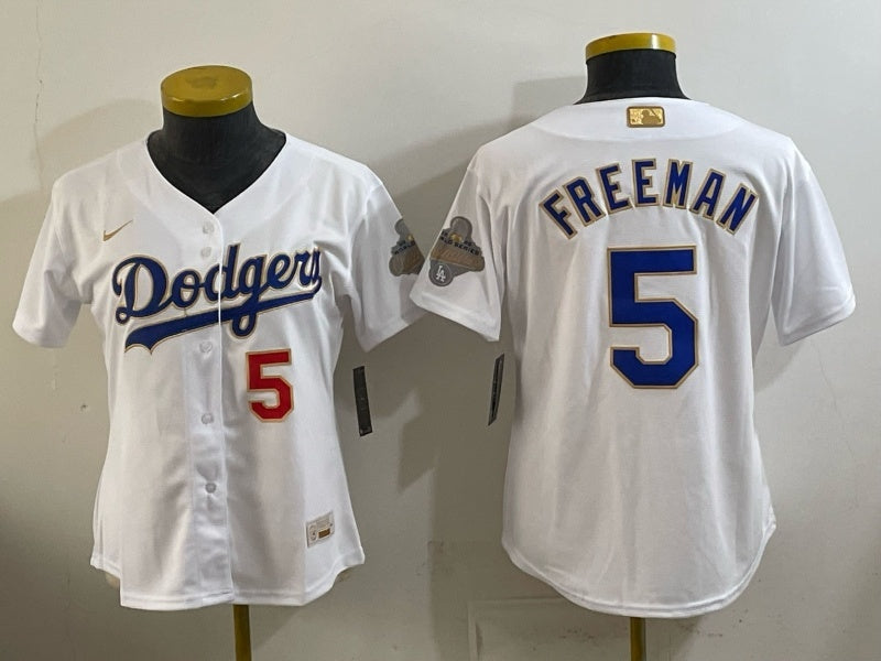 Women Los Angeles Dodgers #5 Freddie Freeman Dodgers Platinum Edition Women Youth Baseball Jersey baseball jersey product view 1