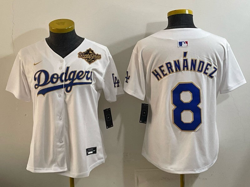 Women Los Angeles Dodgers #8 Enrique Hernandez Dodgers Women Youth Style 1 Baseball Jersey baseball jersey product view 1