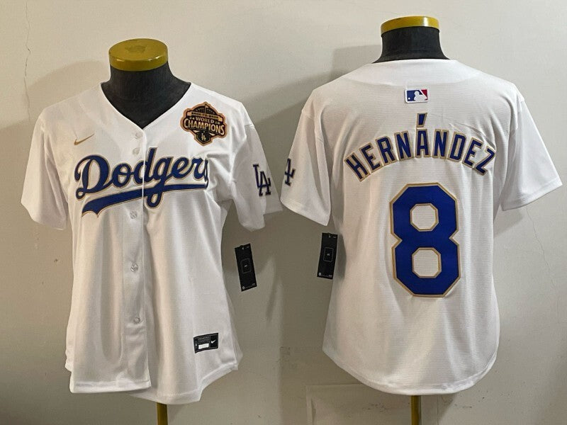 Women Los Angeles Dodgers #8 Enrique Hernandez Dodgers Women Youth Style 2 Baseball Jersey baseball jersey product view 1