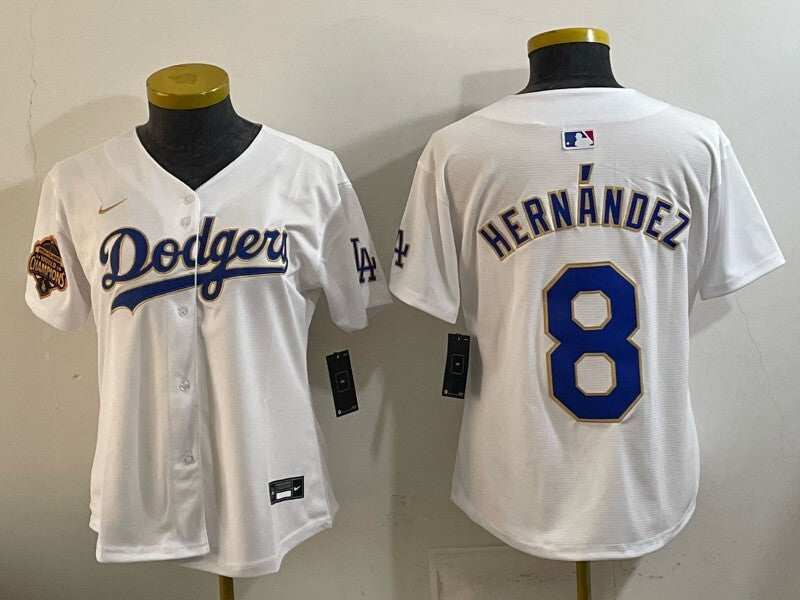 Women Los Angeles Dodgers #8 Enrique Hernandez Dodgers Women Youth Style 3 Baseball Jersey baseball jersey product view 1