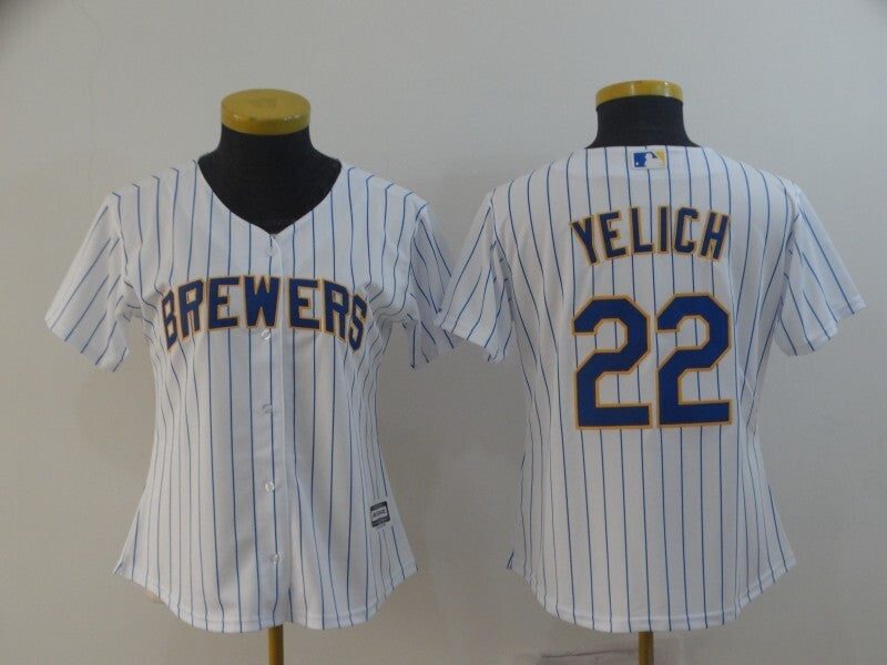 Women Milwaukee Brewers #22 Christian Yelich Baseball Jersey baseball jersey product view 1