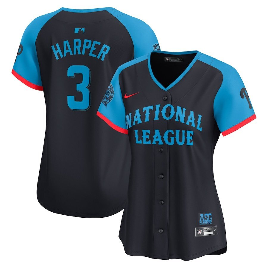 Women National League #3 Bryce Harper 2024 MLB All-Star Game Limited Player Jersey - Navy Baseball Jersey baseball jersey product view 1
