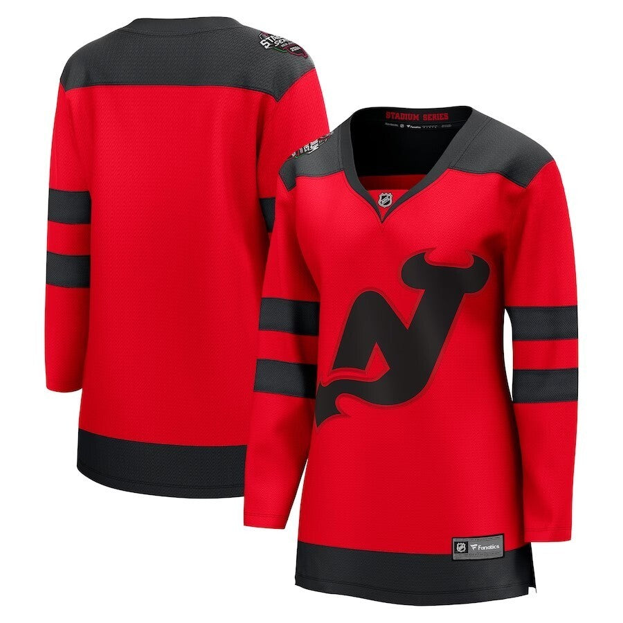 Women New Jersey Devils Fanatics Branded 2024 NHL Stadium Series Breakaway Jersey – Red Style 2 hockey jersey product view 1