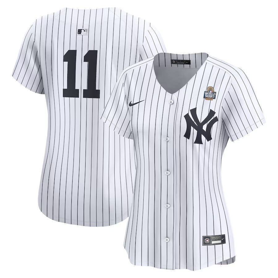 Women New York Yankees #11 Anthony Volpe 2024 World Series Home Limited Player Jersey - White baseball jersey product view 1