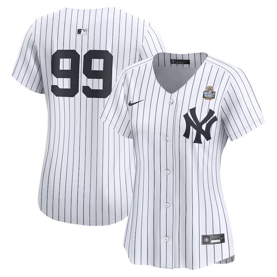 Women New York Yankees #99 Aaron Judge 2024 World Series Home Limited Player Jersey - White baseball jersey product view 1
