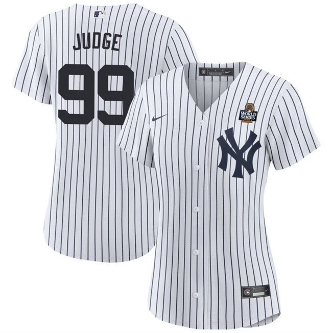 Women New York Yankees #99 Aaron Judge White 2024 World Series With Name Cool Base Baseball Jersey baseball jersey product view 1
