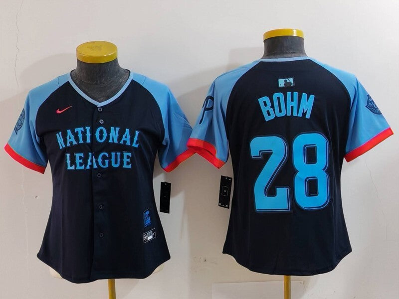 Women Philadelphia Phillies #28 Alec Bohm Phillies 2024 All-Star Women Style 2 Baseball Jersey baseball jersey product view 1