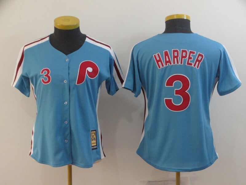 Women Philadelphia Phillies #3 Bryce Harper Style 1 Baseball Jersey baseball jersey product view 1