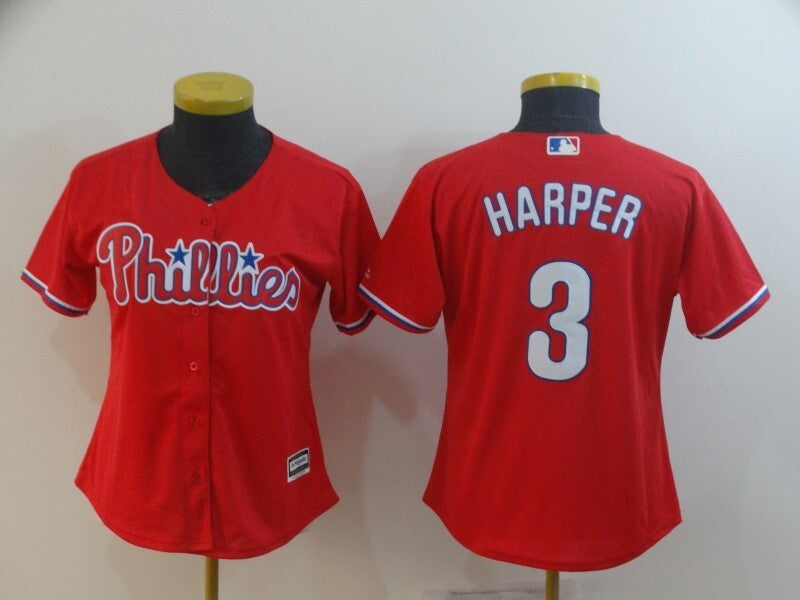 Women Philadelphia Phillies #3 Bryce Harper Style 4 Baseball Jersey baseball jersey product view 1