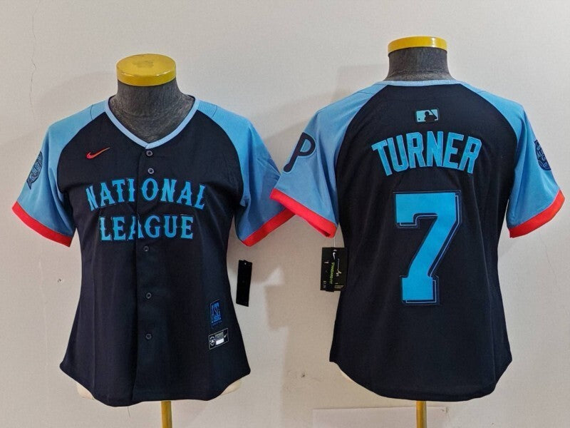 Women Philadelphia Phillies #7 Trea Turner Phillies 2024 All-Star Women Style 6 Baseball Jersey baseball jersey product view 1