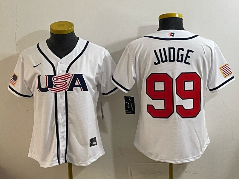 Women USA Baseball #99 Aaron Judge 2026 World Baseball Classic 26 World Cup Women Style 2 Soccer Jersey baseball jersey product view 1