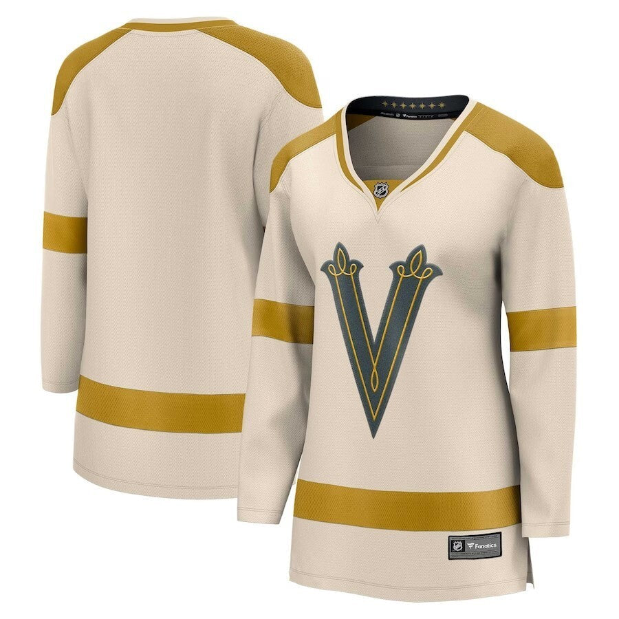 Women Vegas Golden Knights Fanatics Branded 2024 NHL Winter Classic Breakaway Jersey - Cream hockey jersey product view 1