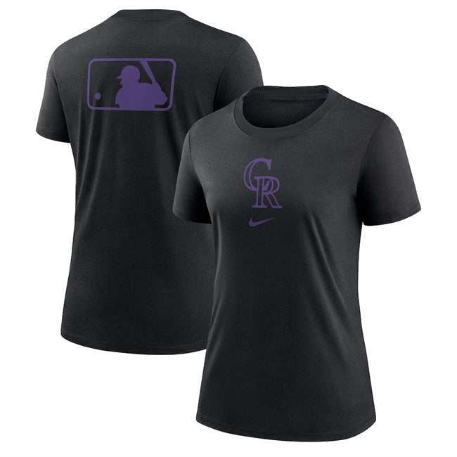Women's Colorado Rockies Black Early Work Tri-Blend Dri-FIT T-Shirt(Run Small) Baseball Jersey baseball jersey product view 1