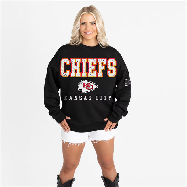 Women's Kansas City Chiefs Gameday Couture Black Oversized Level Up Black Label Football Jersey football jersey product view 1