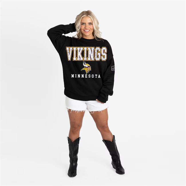 Women's Minnesota Vikings Gameday Couture Black Oversized Level Up Black Label Football Jersey football jersey product view 1