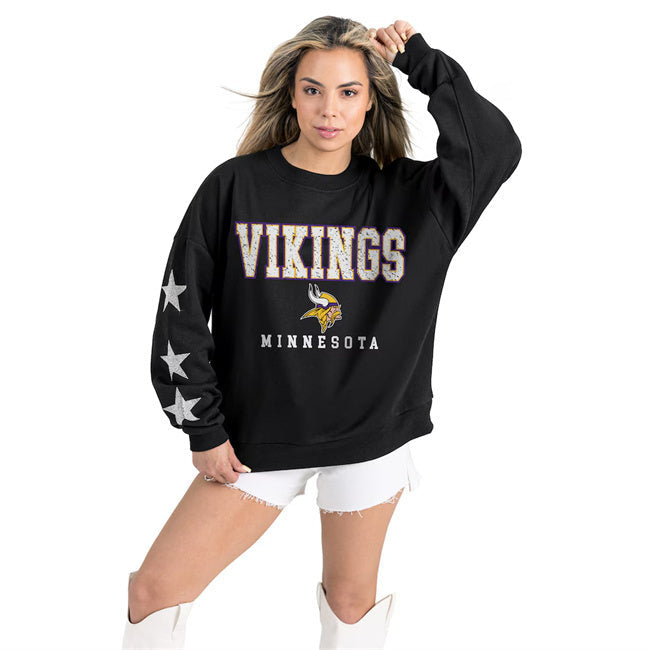 Women's Minnesota Vikings Gameday Couture Black Velocity Relaxed Rhinestone Pullover Football Jersey football jersey product view 1