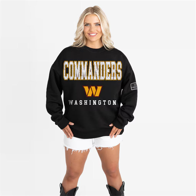 Women's Washington Commanders Gameday Couture Black Oversized Level Up Black Football Jersey football jersey product view 1