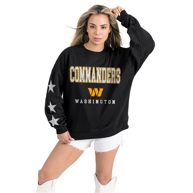Women's Washington Commanders Gameday Couture Black Velocity Relaxed Football Jersey football jersey product view 1