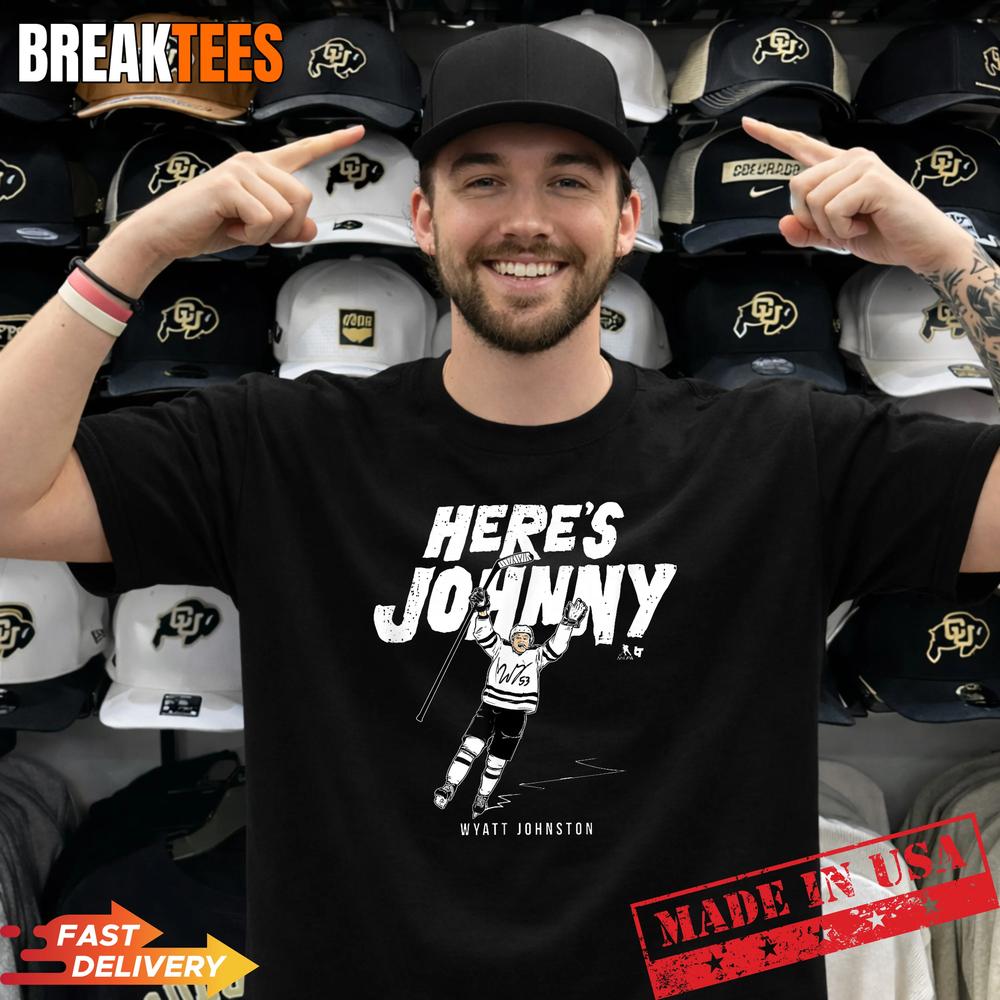 Wyatt Johnston Heres Johnny Dallas Hockey Shirt Unisex T-shirt, Sweatshirt, Hoodie, Long Sleeve Tee - T-Shirt, Sweatshirt, Hoodie
