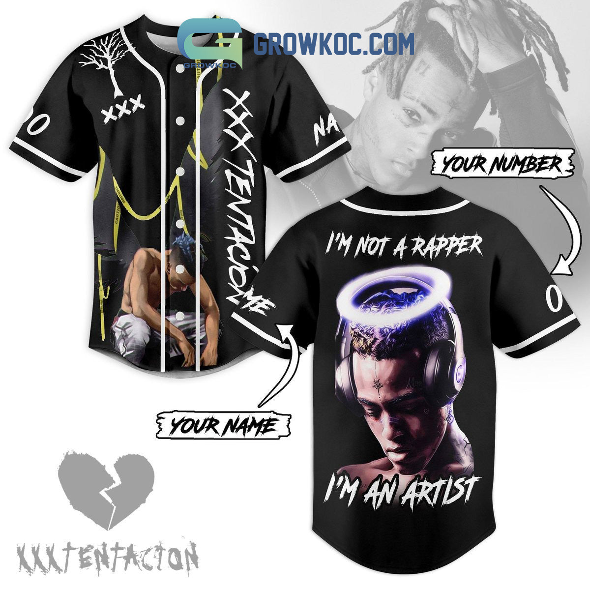 XXXTentacion I’m Not Rapper I’m An Artist Personalized Baseball Jersey baseball jersey product view 1