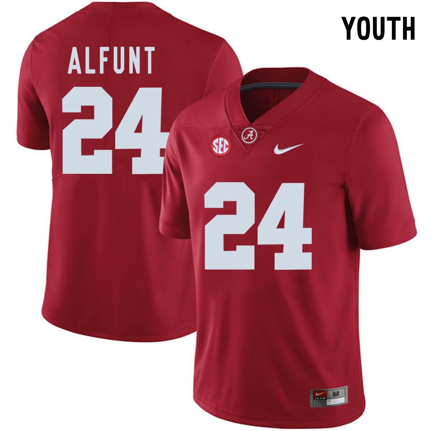 YOUTH 2017 Alabama ALFUNT 24 Red College Football Jersey football jersey product view 1