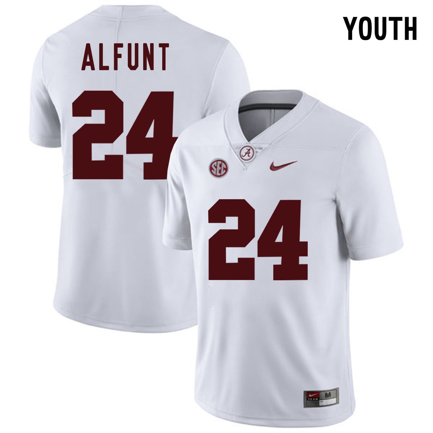 YOUTH 2017 Alabama ALFUNT 24 White College Football Jersey football jersey product view 1