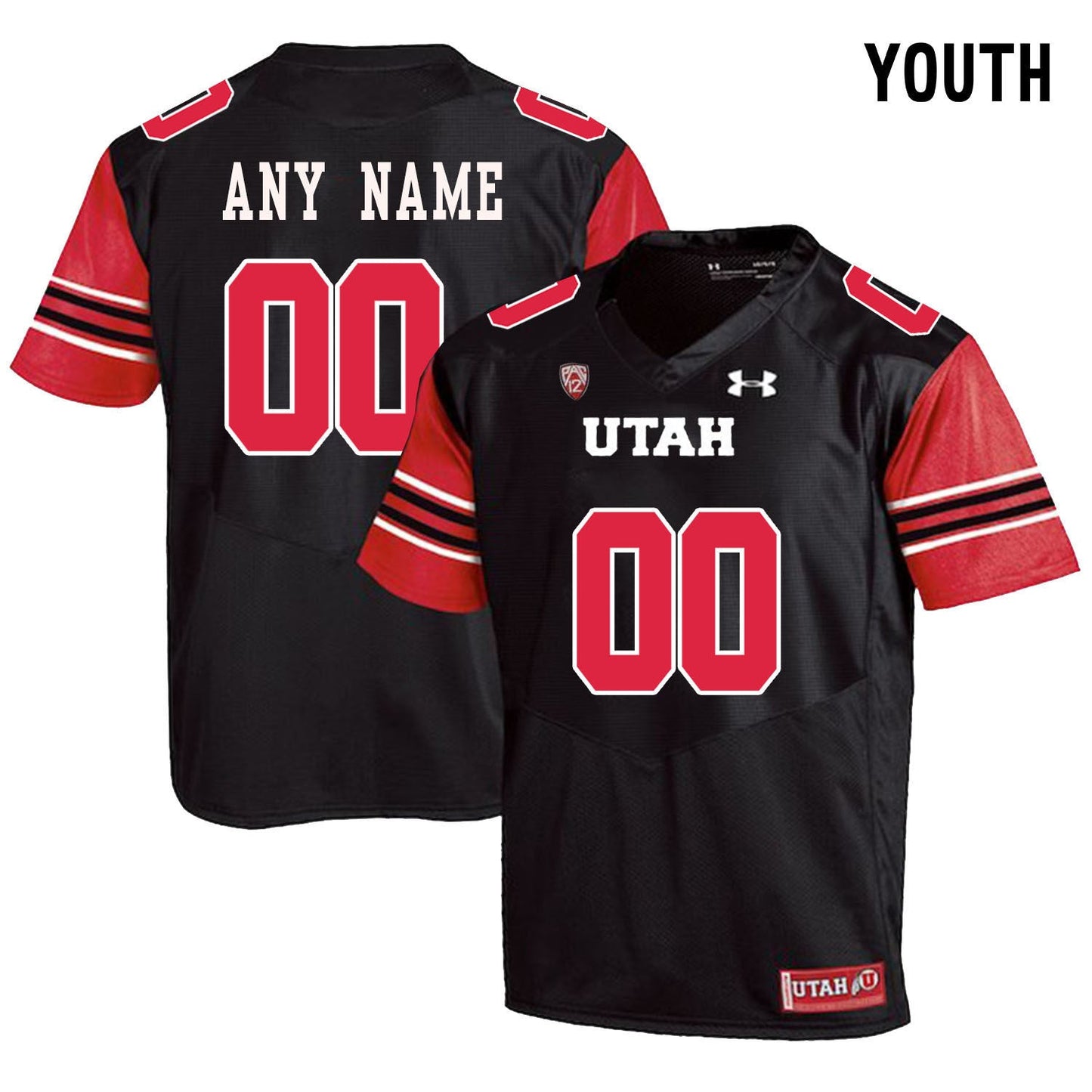 YOUTH ANY NAME 00 Black College Football Jersey football jersey product view 1
