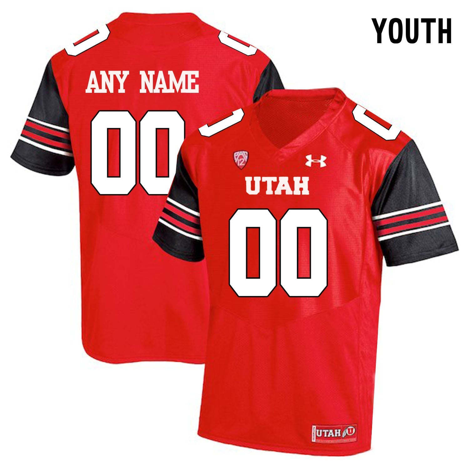 YOUTH ANY NAME 00 Red College Football Jersey football jersey product view 1