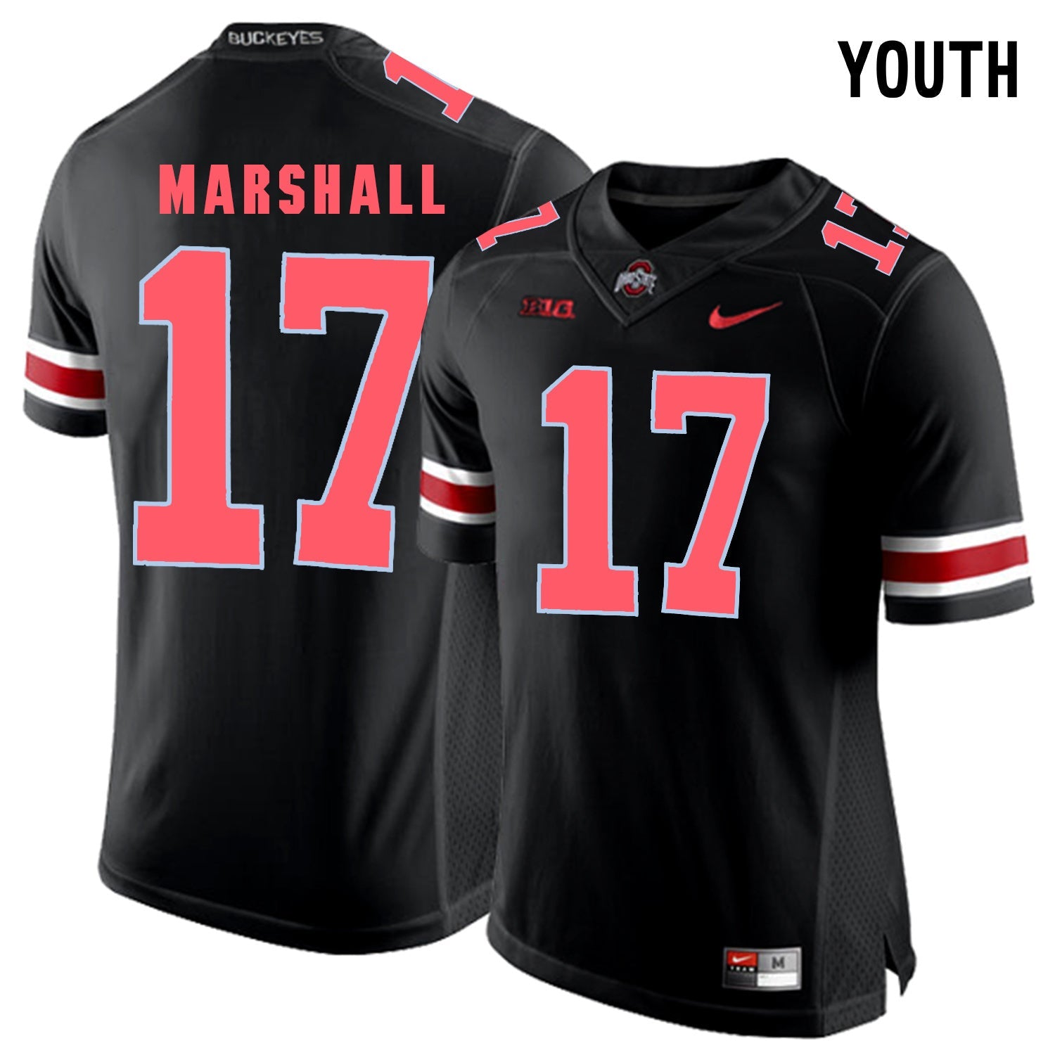 YOUTH Jalin Marshall 17 -Blackout College Football Jersey football jersey product view 1