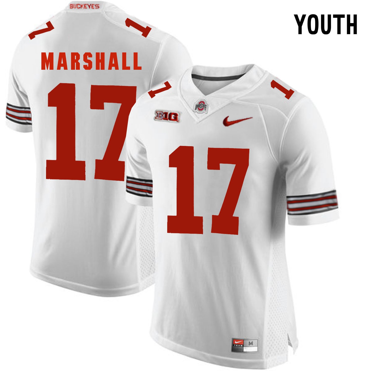 YOUTH Jalin Marshall 17 White College Football Jersey football jersey product view 1