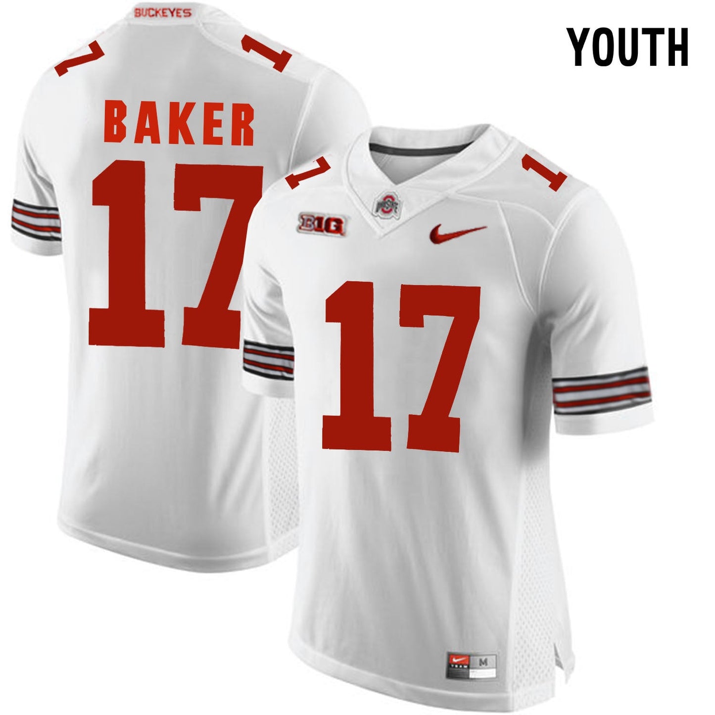 YOUTH Jerome Baker 17 White College Football Jersey football jersey product view 1