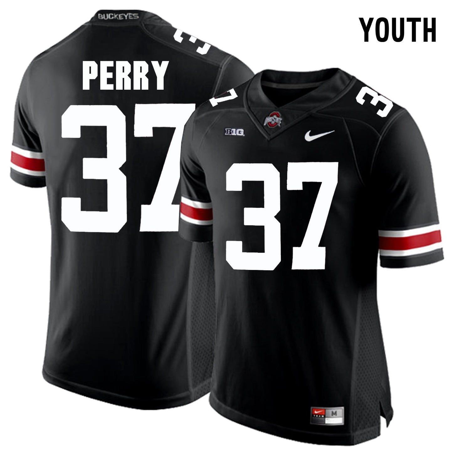 YOUTH Joshua Perry 37 - Black College Football Jersey football jersey product view 1