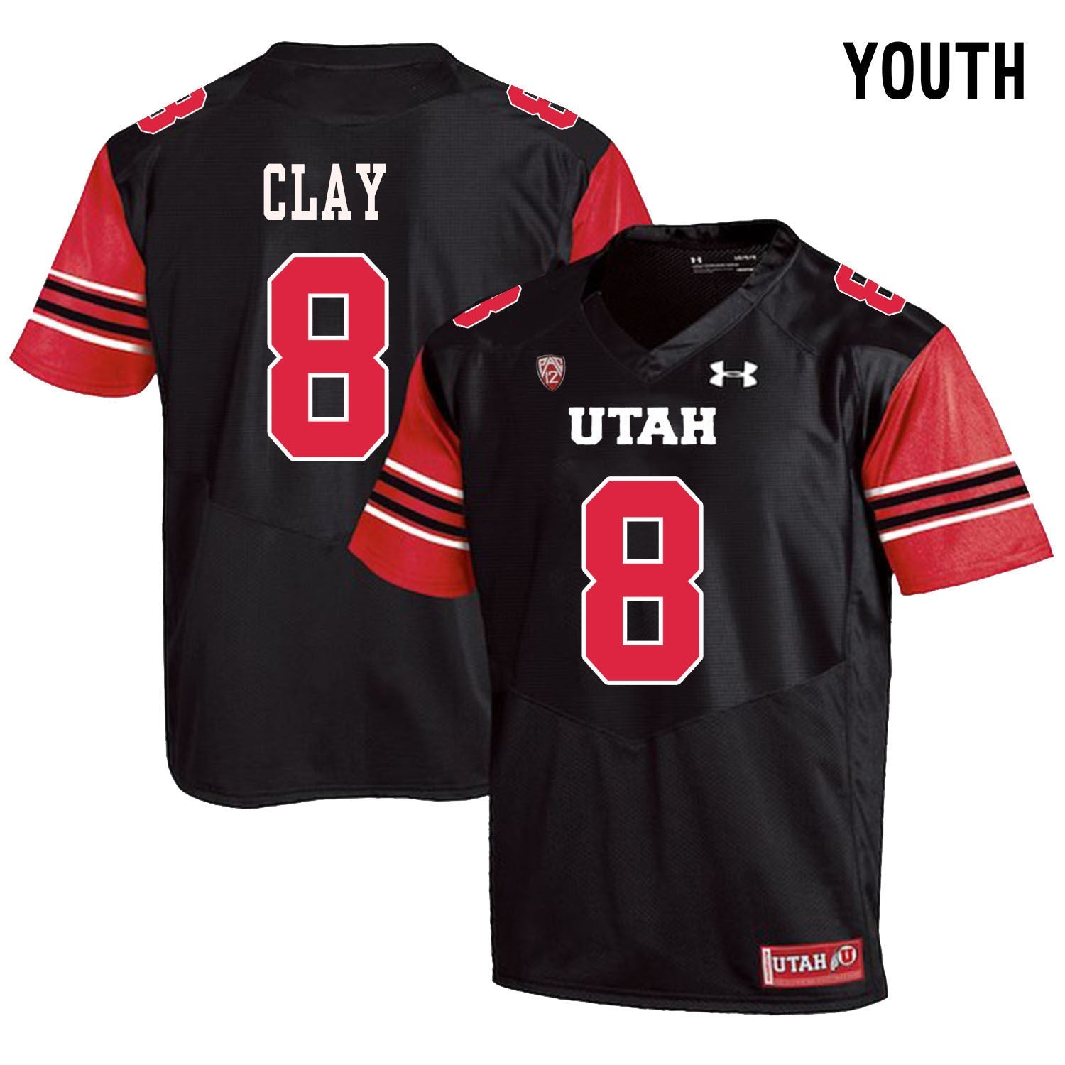YOUTH Kaelin Clay 8 Black College Football Jersey football jersey product view 1