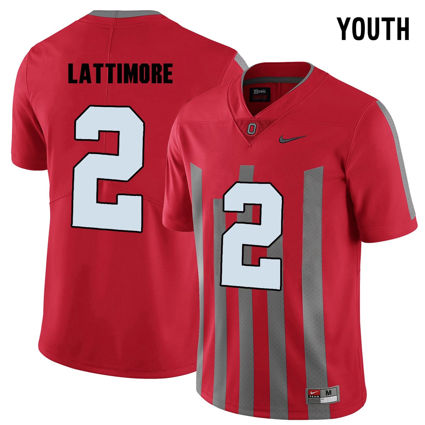 YOUTH Marshon Lattimore 2-Scarlet College Football Jersey football jersey product view 1