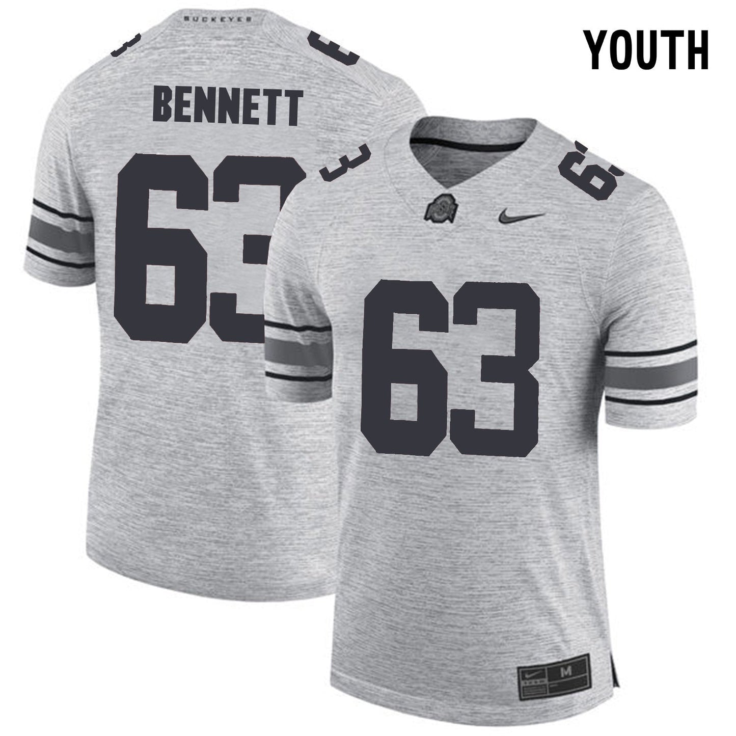 YOUTH Michael Bennett 63-Gray College Football Jersey football jersey product view 1