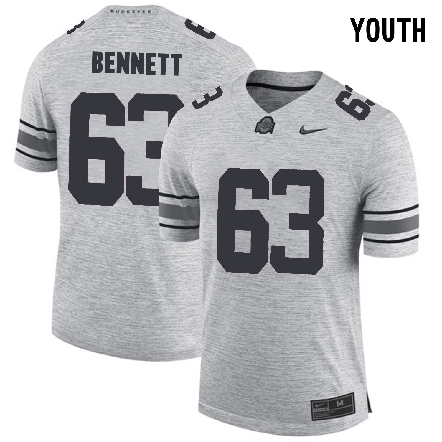 YOUTH Michael Bennett 63-Gray College Football Jersey football jersey product view 1