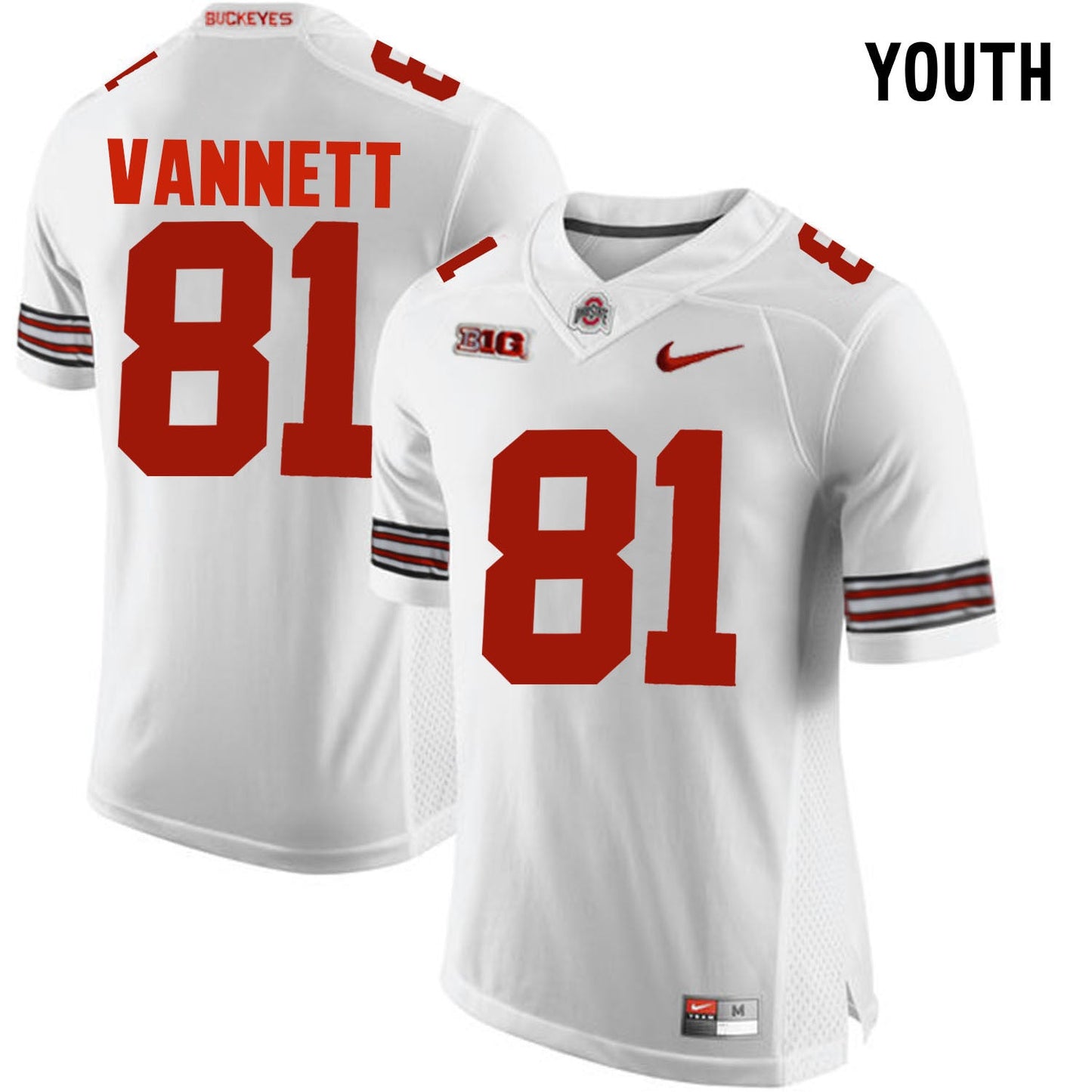 YOUTH Nick Vannett 81 White College Football Jersey football jersey product view 1
