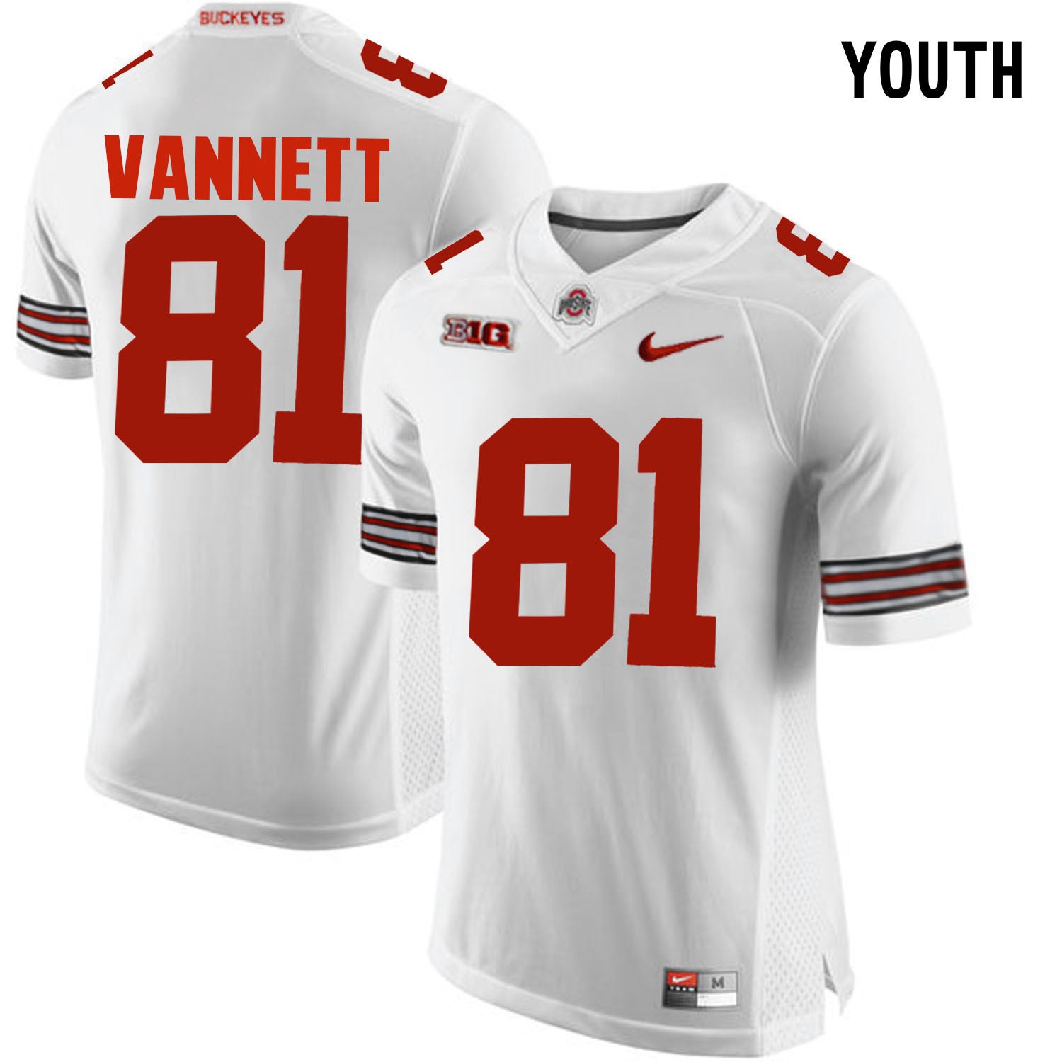 YOUTH Nick Vannett 81 White College Football Jersey football jersey product view 1