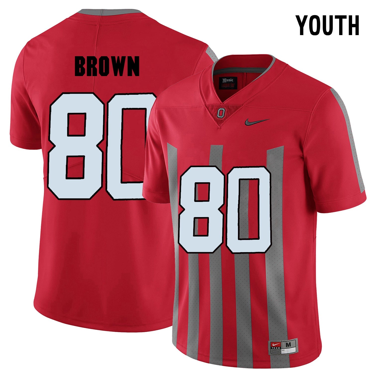 YOUTH Noah Brown 80-Scarlet College Football Jersey football jersey product view 1