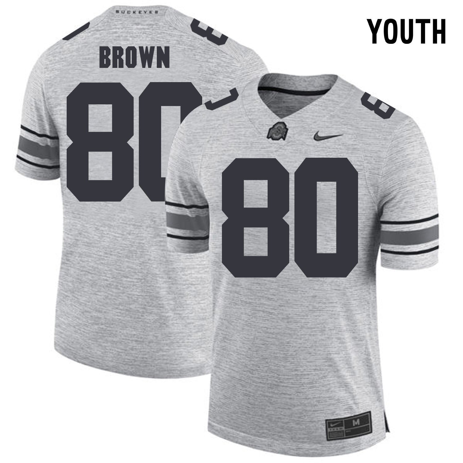 YOUTH Noah Brown 80-gray College Football Jersey football jersey product view 1