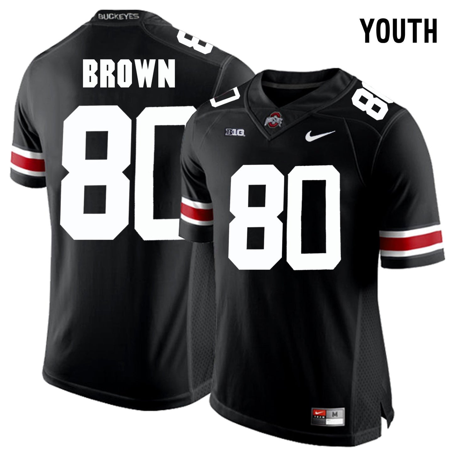 YOUTH Noah Brown 80 - Black College Football Jersey football jersey product view 1