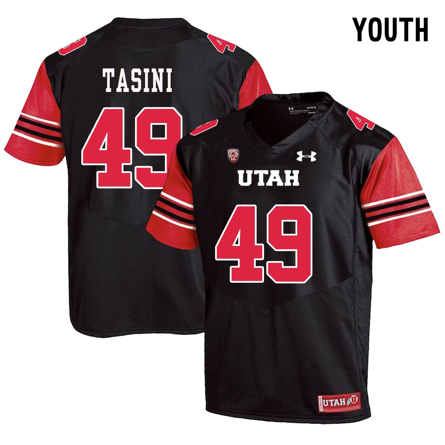 YOUTH Pasoni Tasini 49 Black College Football Jersey football jersey product view 1