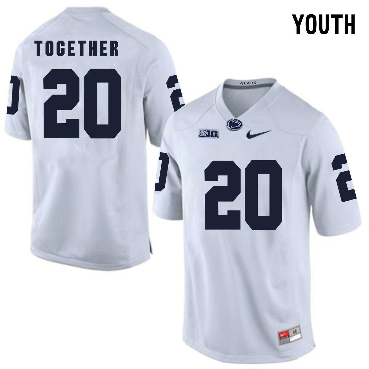 YOUTH Penn State TOGETHER 20 White College Football Jersey football jersey product view 1