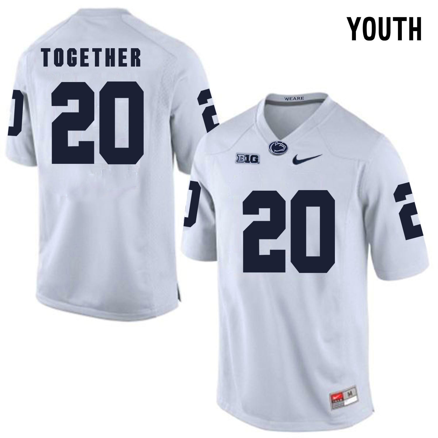 YOUTH Penn State TOGETHER 20 White College Football Jersey football jersey product view 1