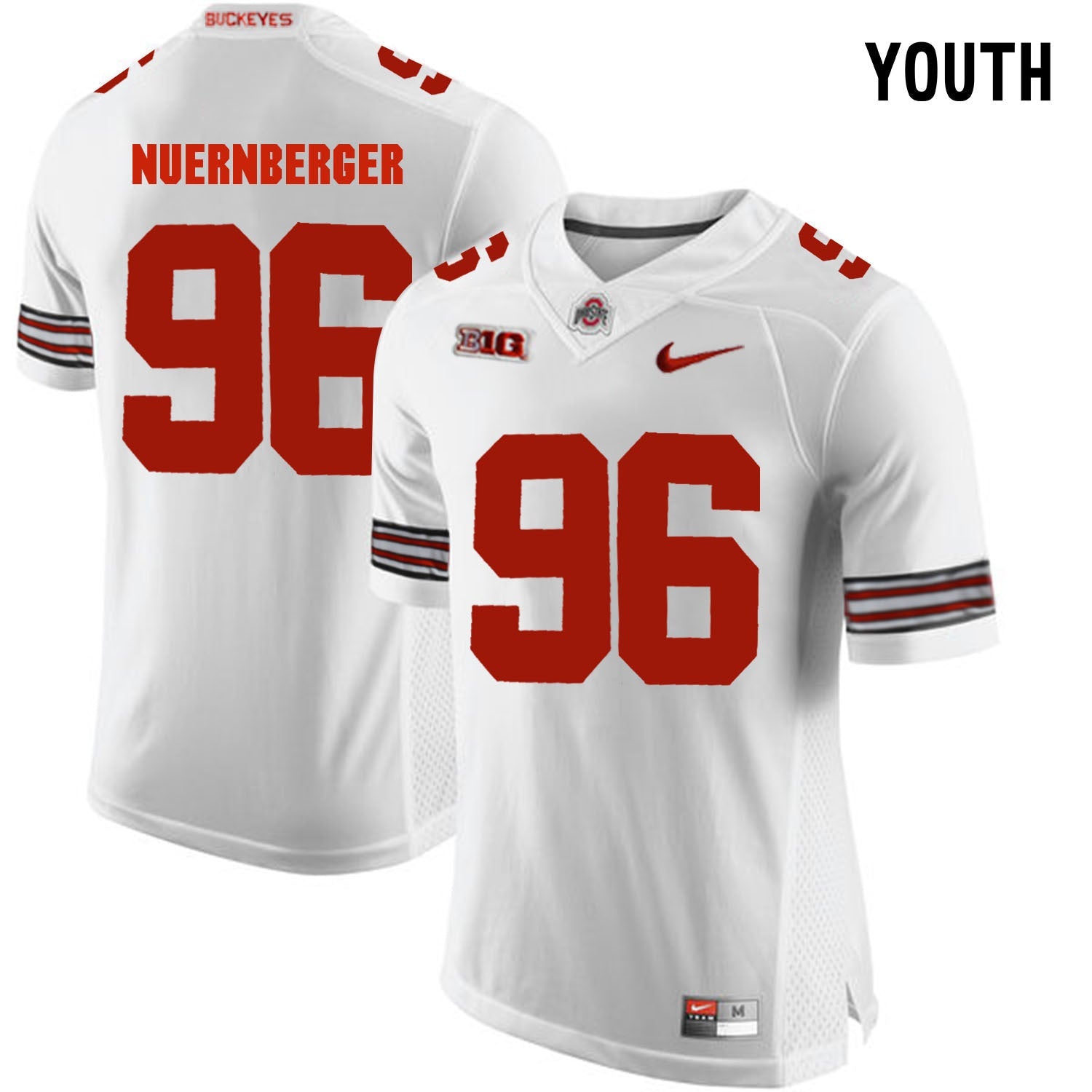 YOUTH Sean Nuernberger 96 White College Football Jersey football jersey product view 1