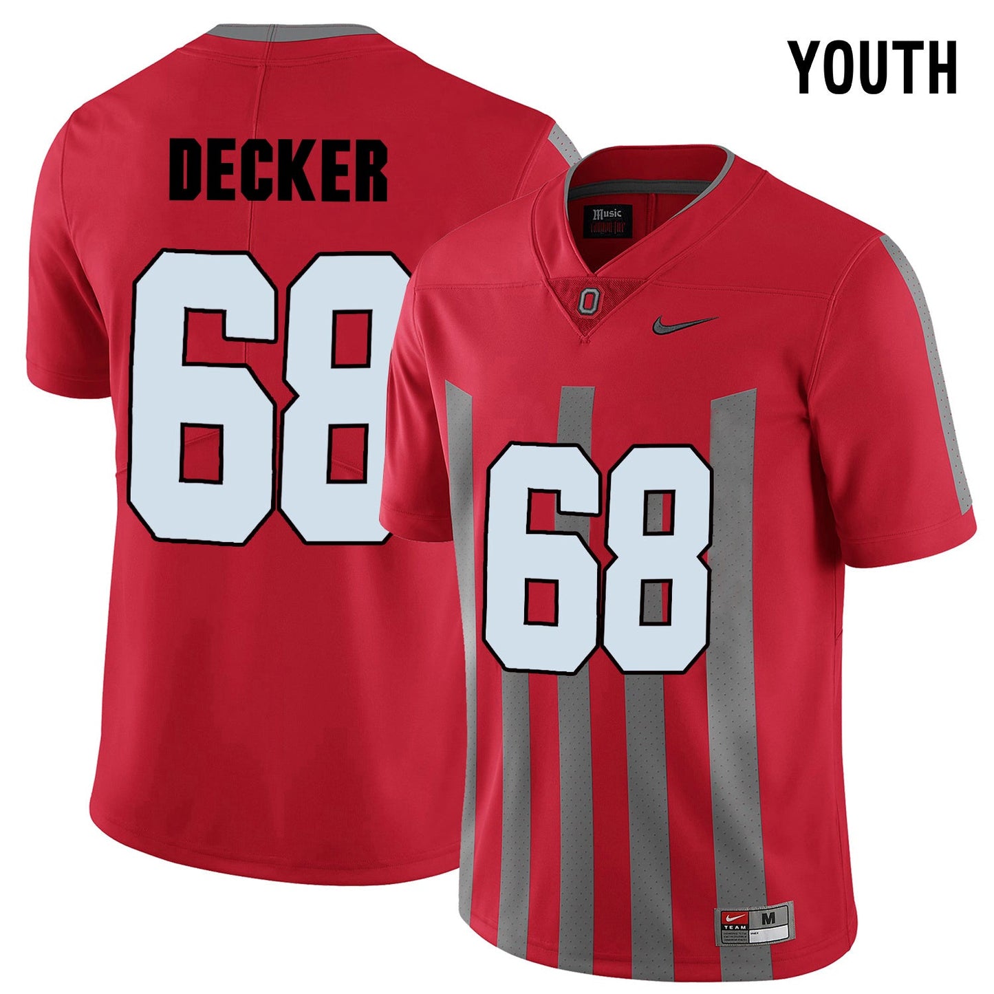 YOUTH Taylor Decker 68-Scarlet College Football Jersey football jersey product view 1